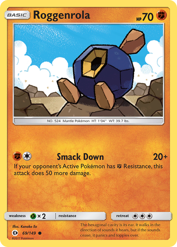 pokemon sun and moon base set cards Pokemon Sun & Moon Base Set Common Roggenrola #69