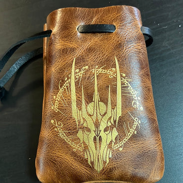 Grimbeards Small Flat Dice Bag Leather - Sauron