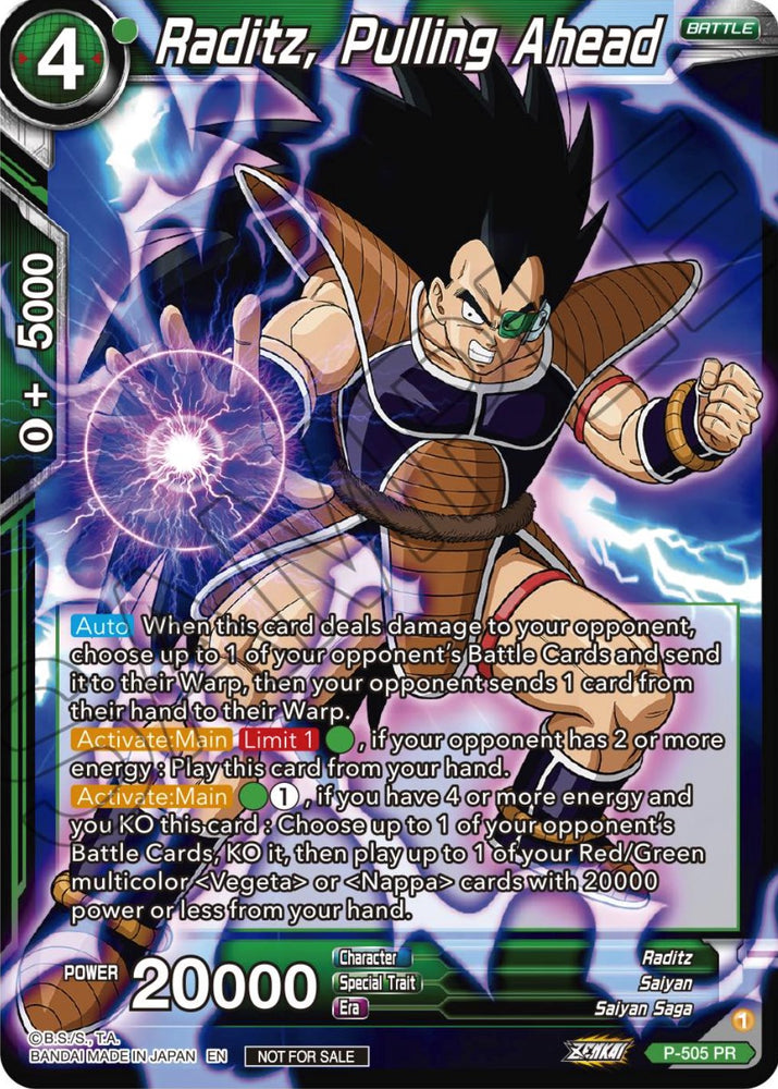 Raditz, Pulling Ahead (Zenkai Series Tournament Pack Vol.4) (P-505) [Tournament Promotion Cards]