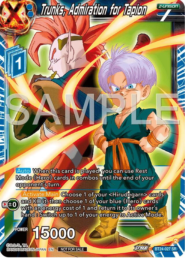 Trunks, Admiration for Tapion (Championship 2024 Finals Zenkai Pack) (BT24-027) [Tournament Promotion Cards]
