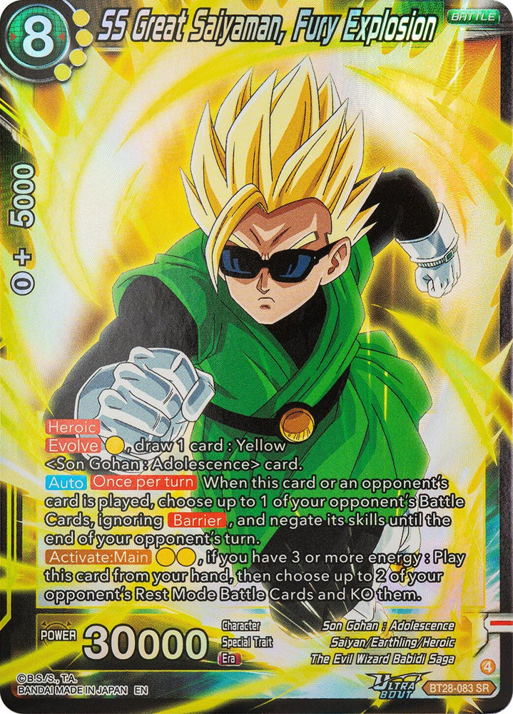 SS Great Saiyaman, Fury Explosion (BT28-083) [Prismatic Clash]