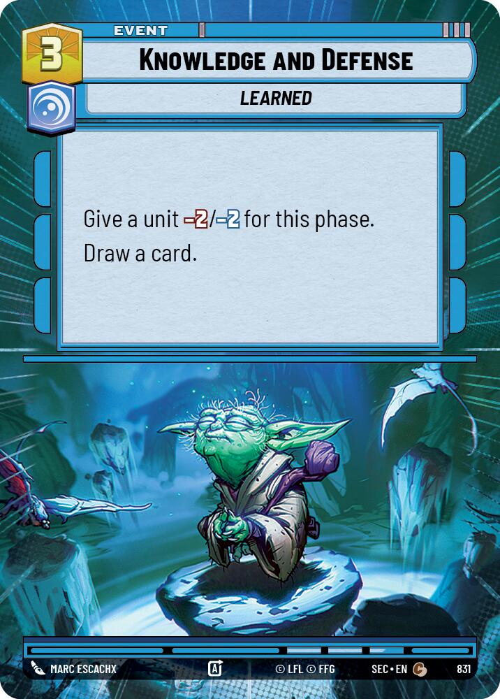 Knowledge and Defense (831) (Hyperspace Foil) (831) [Secrets of Power]