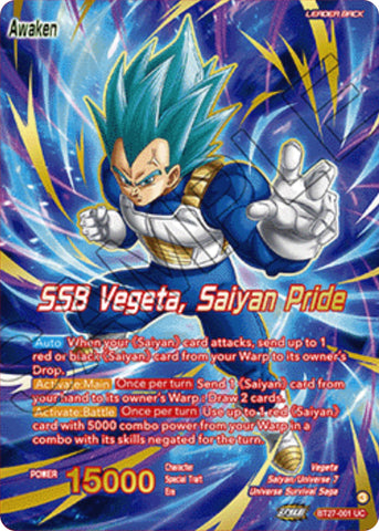 Vegeta // SSB Vegeta, Saiyan Pride (Championship 2025 Finals Alternate Art Leader Card) (BT27-001) [Tournament Promotion Cards]