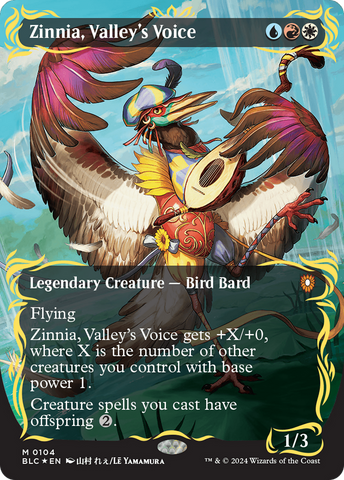 Zinnia, Valley's Voice (Borderless) (Raised Foil) [Bloomburrow Commander]