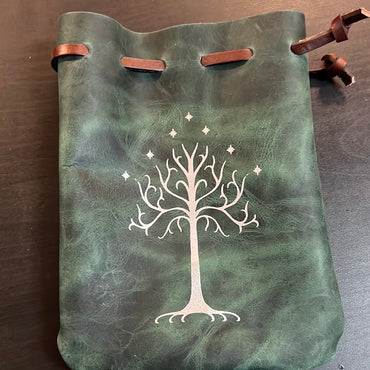 Grimbeards Leather Medium Dice Bag -  Tree