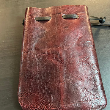 Grimbeards Leather Medium Dice Bag -  Burgundy