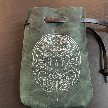 Grimbeards Small Flat Dice Bag Leather - Cthulhu