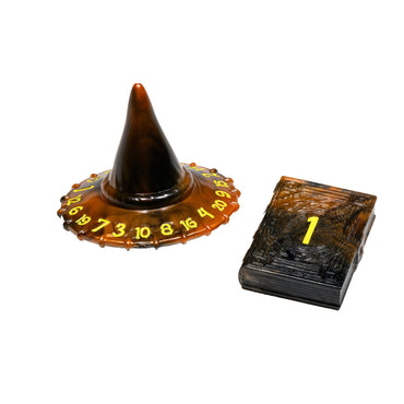 Polyhero - The Wizard d20 Wizard Hat and d2 Spellbook Smoldering Ember