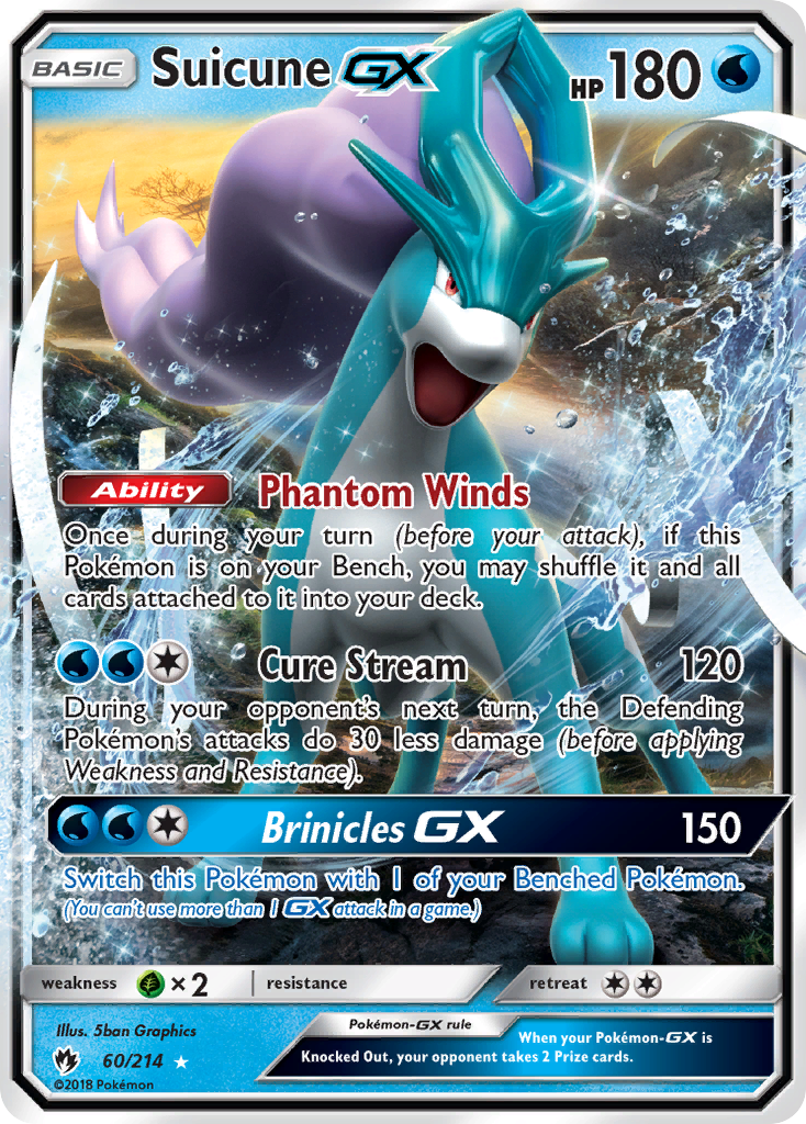 Pokemon Trading Card Game Lost Thunder Ultra Rare Holo Suicune GX #60