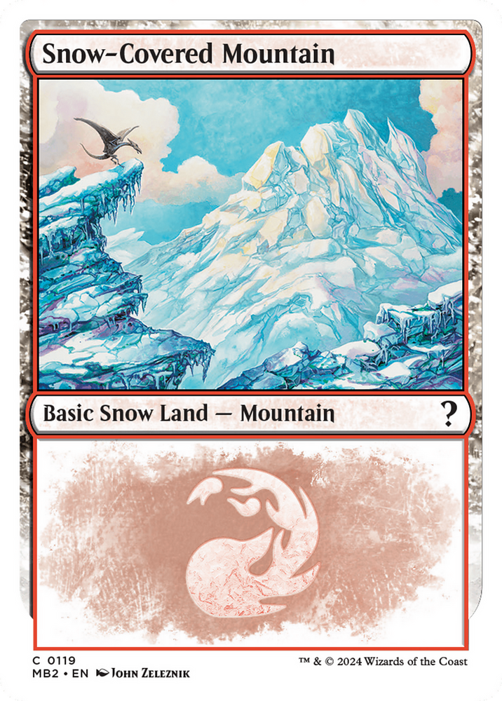 Snow-Covered Mountain (White Border) [Mystery Booster 2]