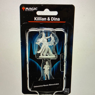 Magic: The gathering unpainted miniatures: Killian and Dina (Druid, Wizard) Wave 15