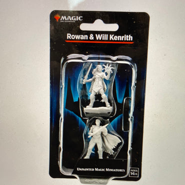 Magic: The gathering unpainted miniatures: Rowan Kenrith & Will Kenrith (Fighter, Wizard) Wave 15