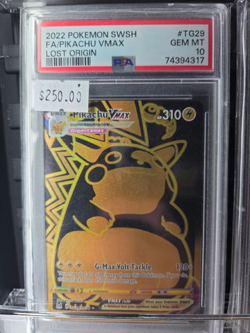 2022 POKEMON SWORD & SHIELD LOST ORIGIN #TG29 FA/PIKACHU VMAX LOST ORIGIN psa 10