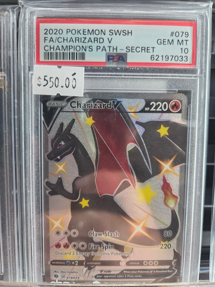2020 POKEMON SWORD & SHIELD CHAMPION'S PATH #079 FA/CHARIZARD V CHAMPION'S PATH-SECRET psa 10