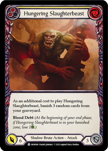 Hungering Slaughterbeast (Yellow) [MON148-RF] (Monarch)  1st Edition Rainbow Foil