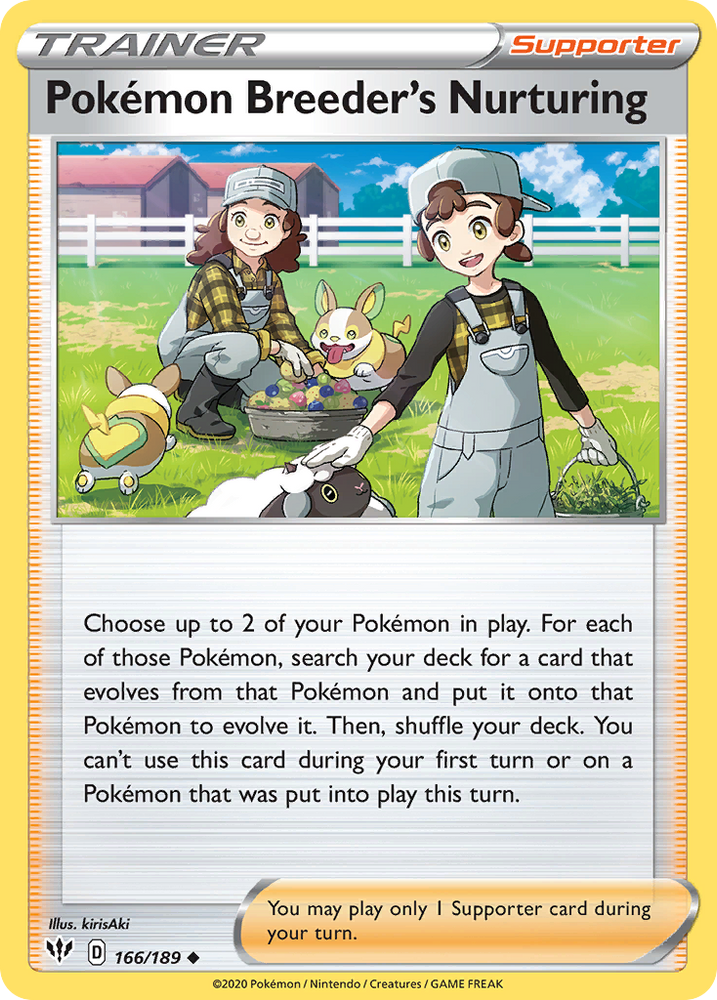 Pokemon Breeder's Nurturing (166/189) [Sword & Shield: Darkness Ablaze Pokemon Breeder's Nurturing (166/189) [Sword & Shield: Darkness Ablaze