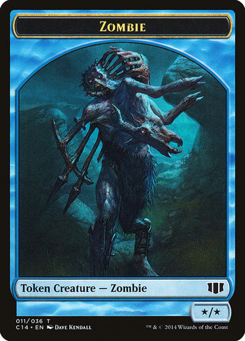 Teferi, Temporal Archmage Emblem // Zombie (011/036) Double-sided Token [Commander 2014 Tokens]