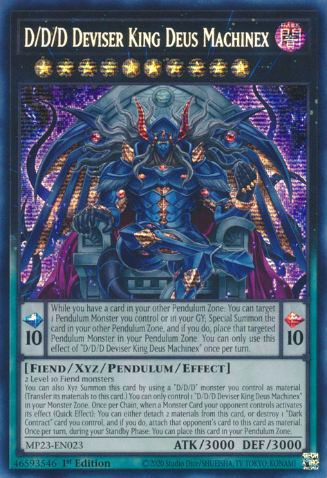 yugioh d cards D/D/D Deviser King Deus Machinex [MP23-EN023] Prismatic Secret Rare