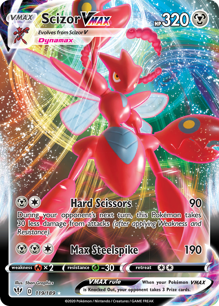 scizor v pokemon card - 118/189 Ultra Rare Fire x2 Resistance Pokemon 2020 S3 Infinity Zone
