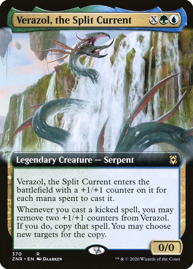 mtg blue split cards Verazol, the Current (Extended Art) [Zendikar Rising] The Wind Crystal MTG Color:Green-Grey Mercadian Masques