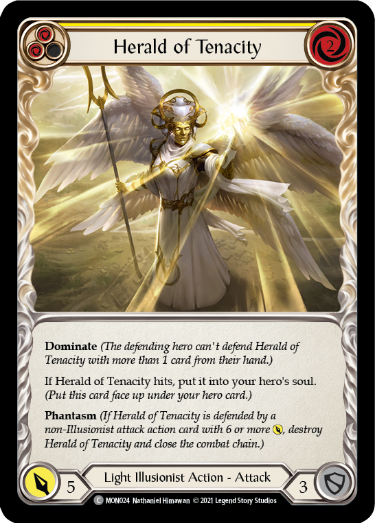 Herald of Tenacity (Yellow) [MON024-RF] (Monarch)  1st Edition Rainbow Foil