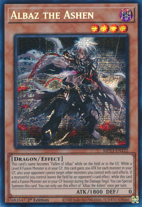 YuGiOh Trading Card Game 25th Anniversary Tin: Dueling Heroes Prismatic Secret Rare Albaz the Ashen MP23-EN122