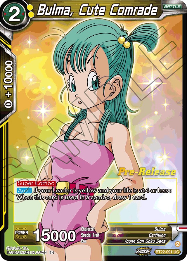 Bulma, Cute Comrade (BT22-091) [Critical Blow Prerelease Promos]