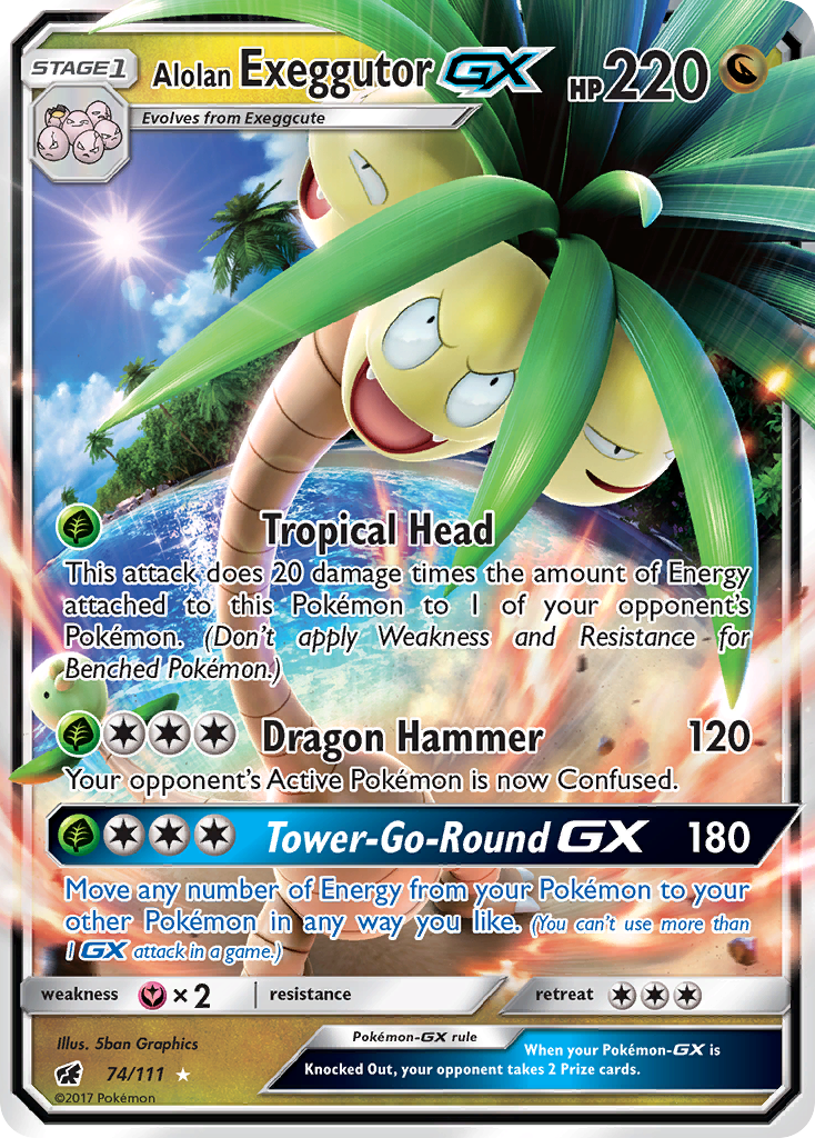 alolan exeggutor ex pokemon card Alolan Exeggutor GX (74/111) [Sun & Moon: Crimson Invasion]