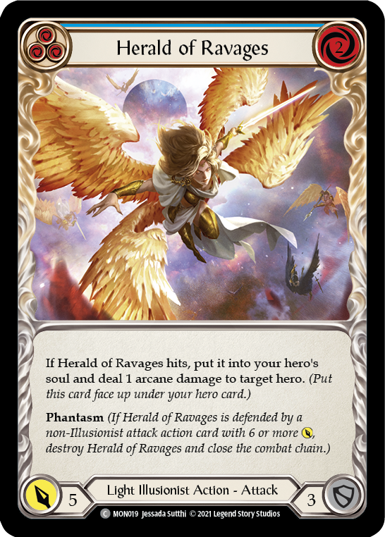 Herald of Ravages (Blue) [MON019-RF] (Monarch)  1st Edition Rainbow Foil