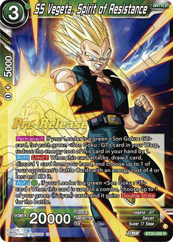 SS Vegeta, Spirit of Resistance (BT20-068) [Power Absorbed Prerelease Promos]