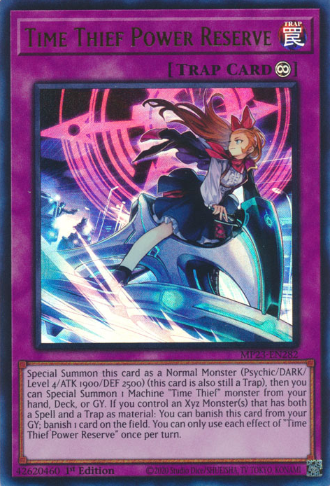 YuGiOh Trading Card Game 25th Anniversary Tin: Dueling Heroes Ultra Rare Time Thief Power Reserve MP23-EN282