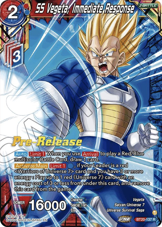 SS Vegeta, Immediate Response (BT20-137) [Power Absorbed Prerelease Promos]