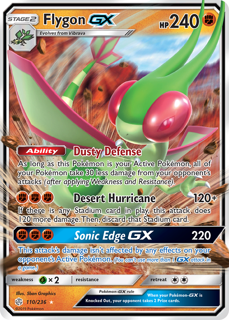 all flygon pokemon cards GX (110/236) [Sun & Moon: Cosmic Eclipse] Variant:Rainbow Foil Pokémon Slab Mystery Pack Card Type / HP Pokémon TCG Pocket Premium