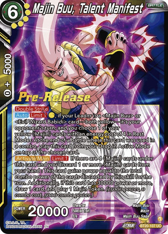 Majin Buu, Talent Manifest (BT20-107) [Power Absorbed Prerelease Promos]