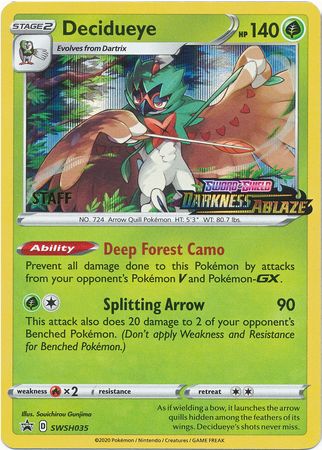 Decidueye (SWSH035) (Staff Prerelease Promo) [Sword & Shield: Black Star Promos]