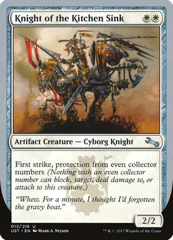 Knight of the Kitchen Sink ("protection from even collector numbers") [Unstable]