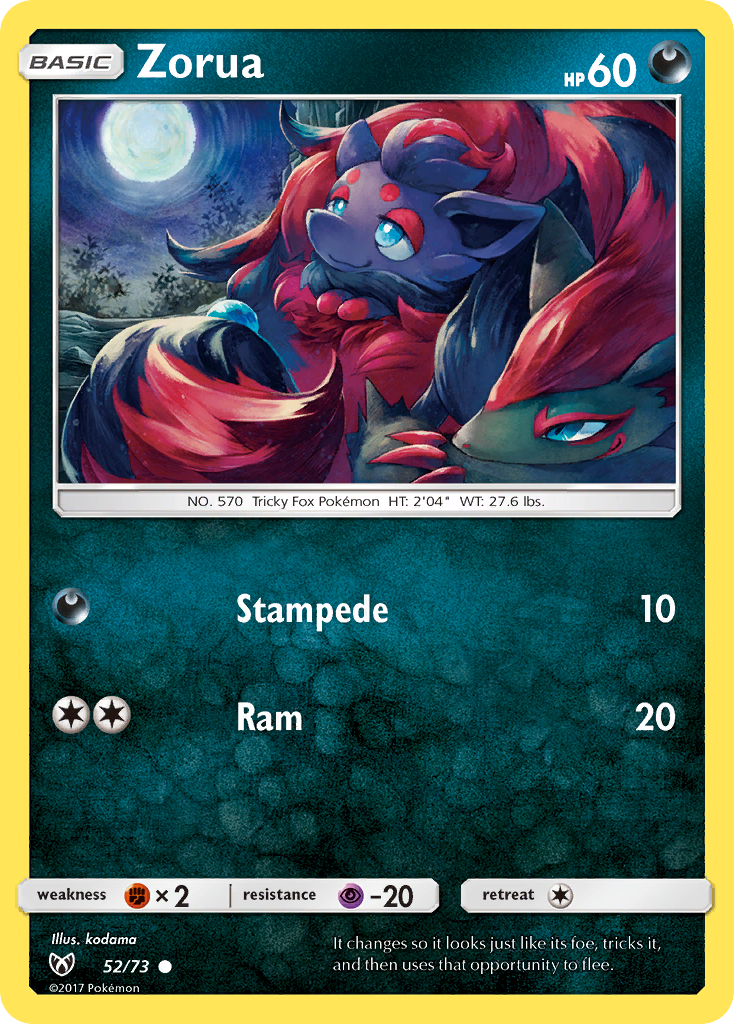 Pokemon Trading Card Game Shining Legends Common Zorua #52