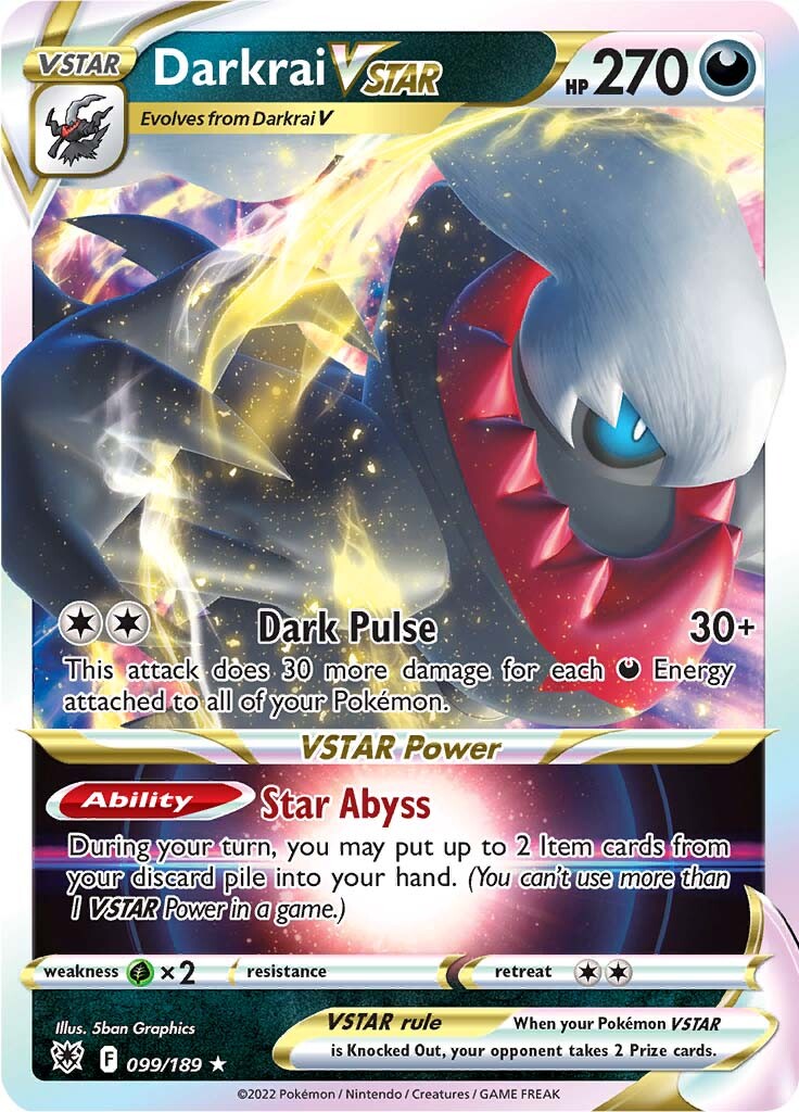 darkrai pokemon card ex Pokemon Sword & Shield Astral Radiance Rare VSTAR Darkrai-VSTAR #99