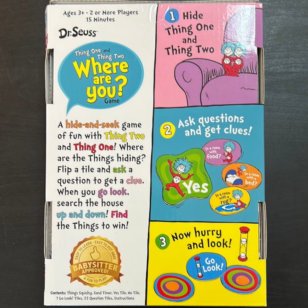 Dr Seuss Thing One and Thing Two Where Are You? Game