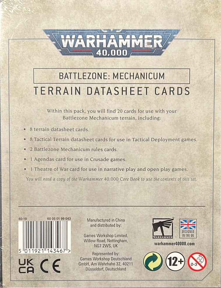 Battlezone Mechanicum Terrain Datasheet Cards